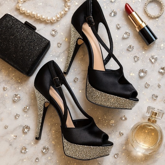 H by Halston Shoes - H by Halston sequin jeweled/ embellished platform heel ❤️